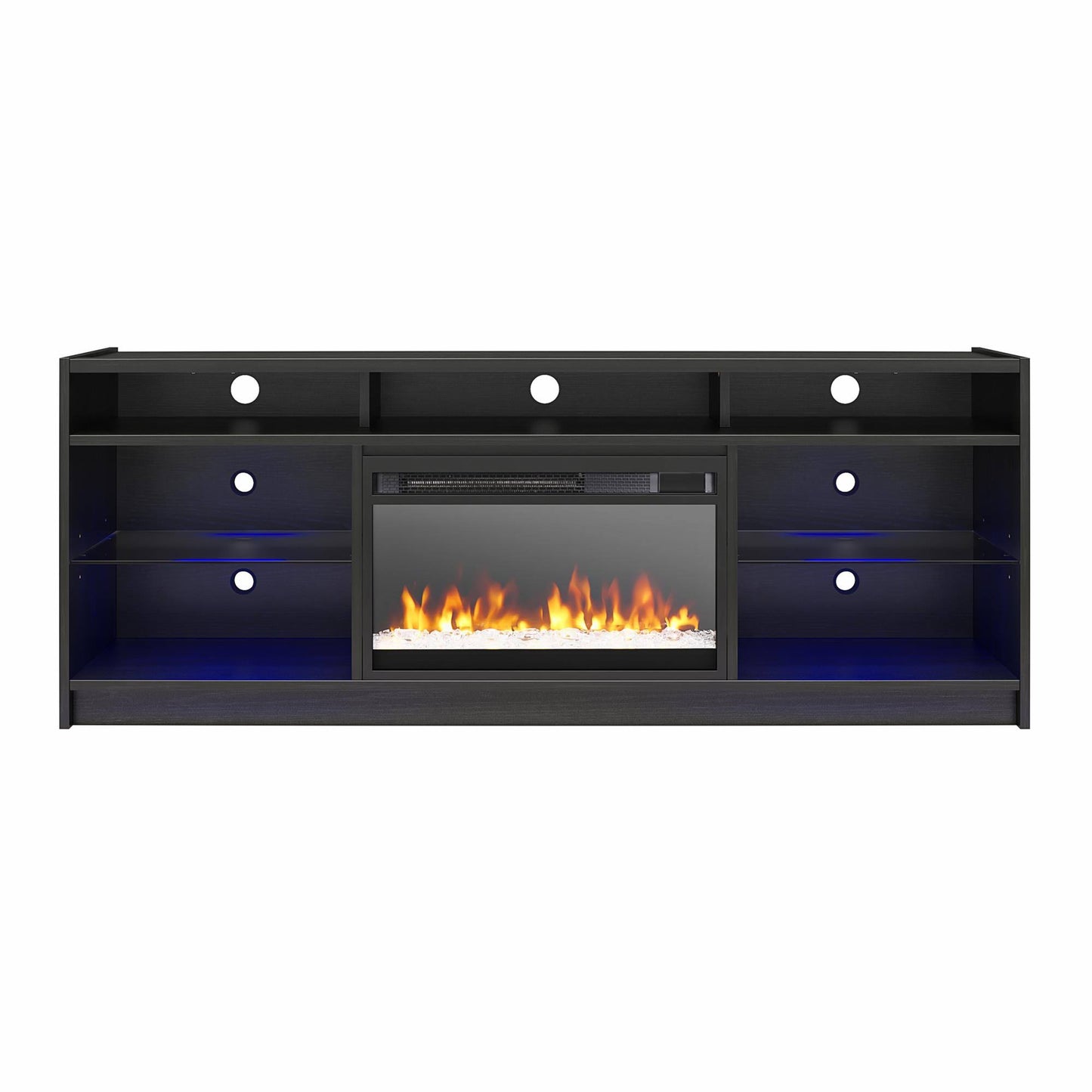 Home Luna Fireplace Tv Stand For Tvs Up To 65" In Black Oak