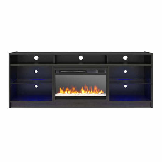Home Luna Fireplace Tv Stand For Tvs Up To 65" In Black Oak