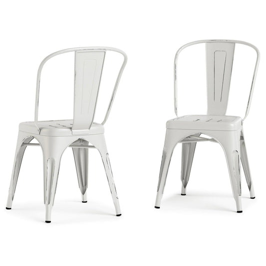Home Fletcher Distressed White Metal Dining Side Chair (Set Of 2)