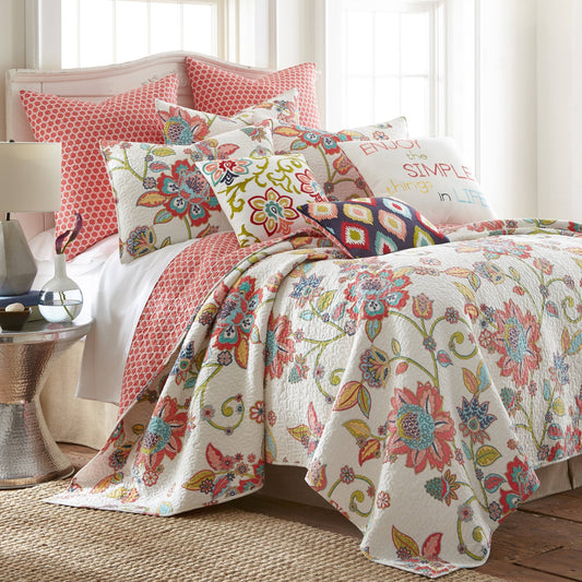 Home Clementine King Quilt Set Floral Jacobean