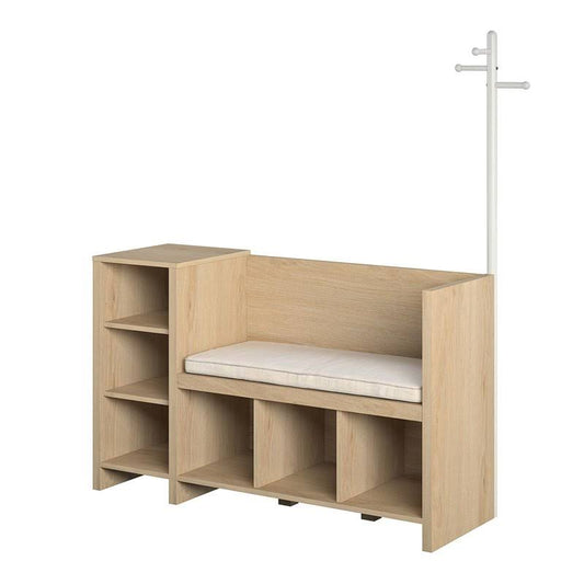 Home Nathan Storage Bench And Coat Rack In Blonde Oak