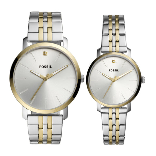 His And Her Lux Luther Three-Hand Two-Tone Stainless Steel Watch Gift Set - 2t Silver/Gold