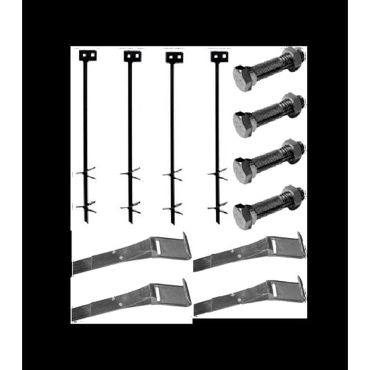 Home Part Set Of 4 Auger Anchors; 48 Ft Tie Down Strap, 4 Bolts