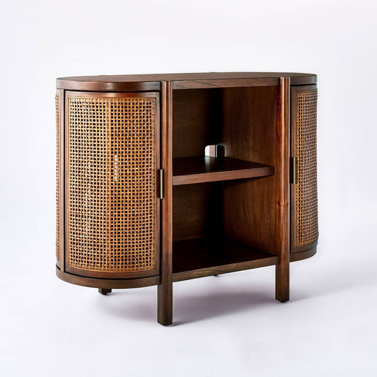 Hills Caned Door Console With Shelves Walnut - Designed With Studio Mcgee