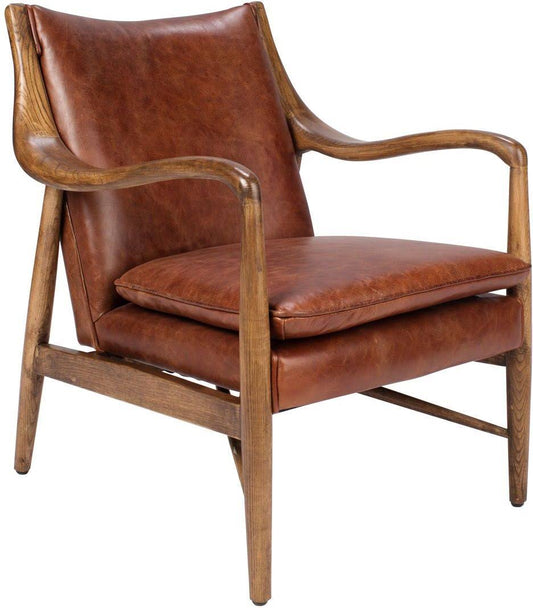 Home Kareem Leather Club Chair Chestnut Brown