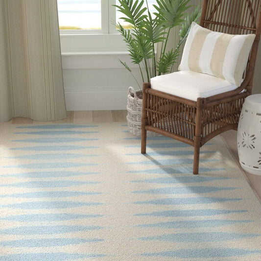Ikat Hand-Knotted Wool Blue/Ivory Area Rug Dakota Fields Rug Size: Square 7'