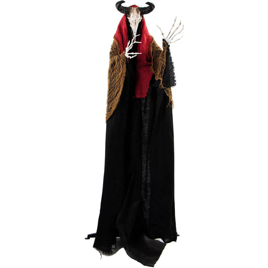 Hill Farm 5-Ft. Ramsey The Goat Man With Glowing Red Eyes, Indoor Or Covered Outdoor Halloween Decoration, Battery Operated