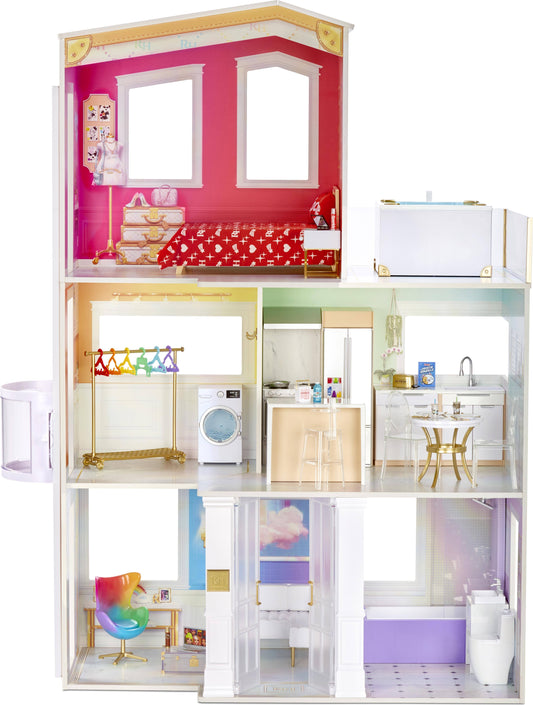 High House, 3-Story Wood Doll House Playset