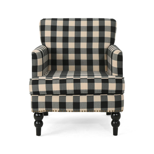 House - Drewsey Fabric Club Chair - Black Checkerboard