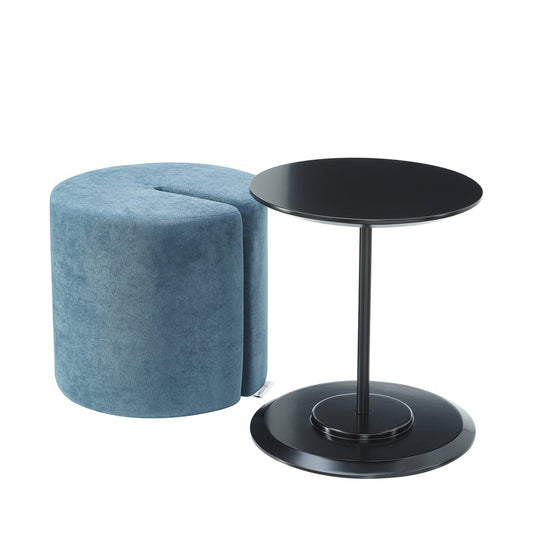 Hills Accent 18 In Round Nesting Ottoman Table, Dark Grey