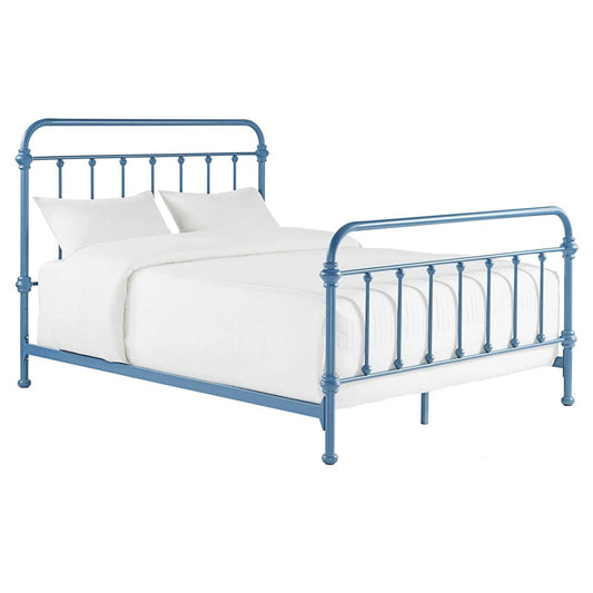 Home Nottingham Metal Twin Bed, Blue Steel