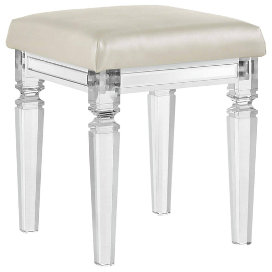 House Furnishings Charlotte Vanity Stool With Acrylic Leg - White