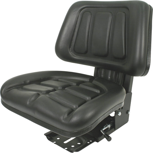 I Suspension Tractor Seat With Trapezoid Backrest - Black, Model T333bl