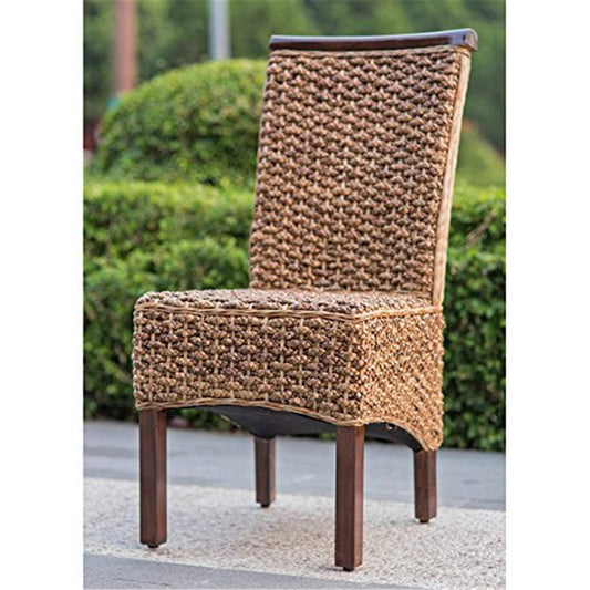 Hyacinth Weave Dining Chair With Mahogany Hardwood Frame - Salak Brown