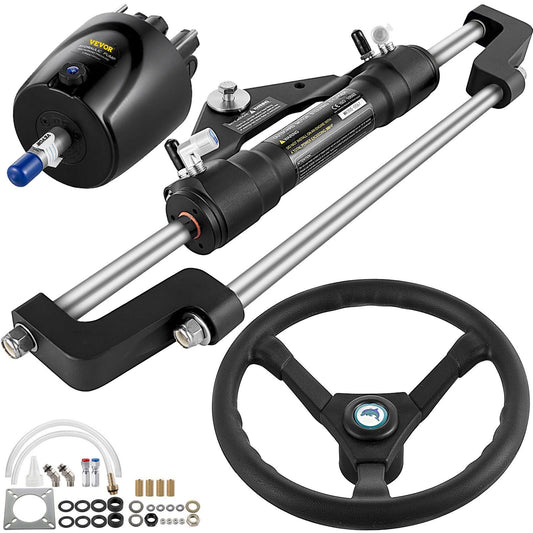 Hydraulic Boat Steering Kit, 300hp Hydraulic Steering Kit Helm Pump, Hydraulic Outboard Steeing Kit With 14 Feet Hydraul