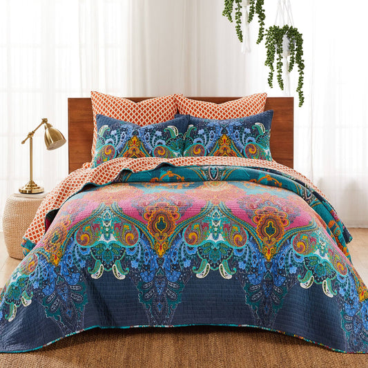 Home Mackenzie Quilt Set - Blue - Twin
