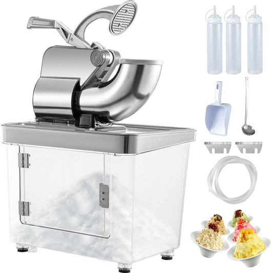 Ice Shaver 110v Commercial Ice Crusher 440lbs/H Etl Approved 300w Electric Snow Cone Machine Dual Blades Stainless Steel Shaved Ice Machine