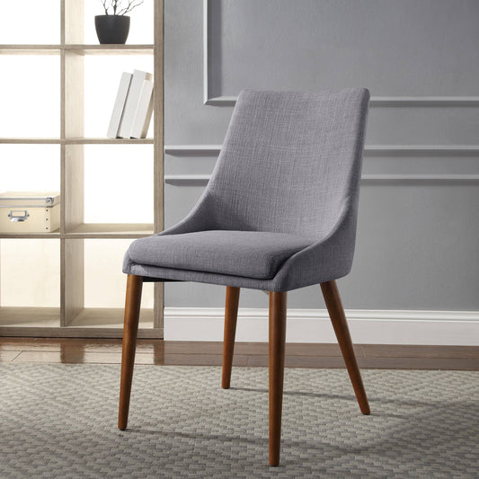 Home Furnishings Palmer Mid-Century Modern Fabric Dining Accent Chair In Dove Fabric 2 Pack