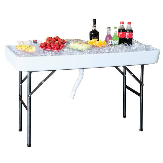 Home 5' Portable Folding Party Ice Bin Table With Skirt - White