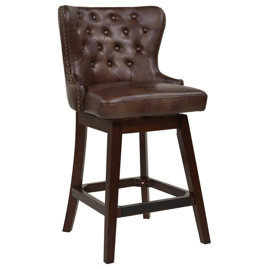 Holmes Tufted High-Back 360 Swivel Counter-Height Barstool Mid Brown
