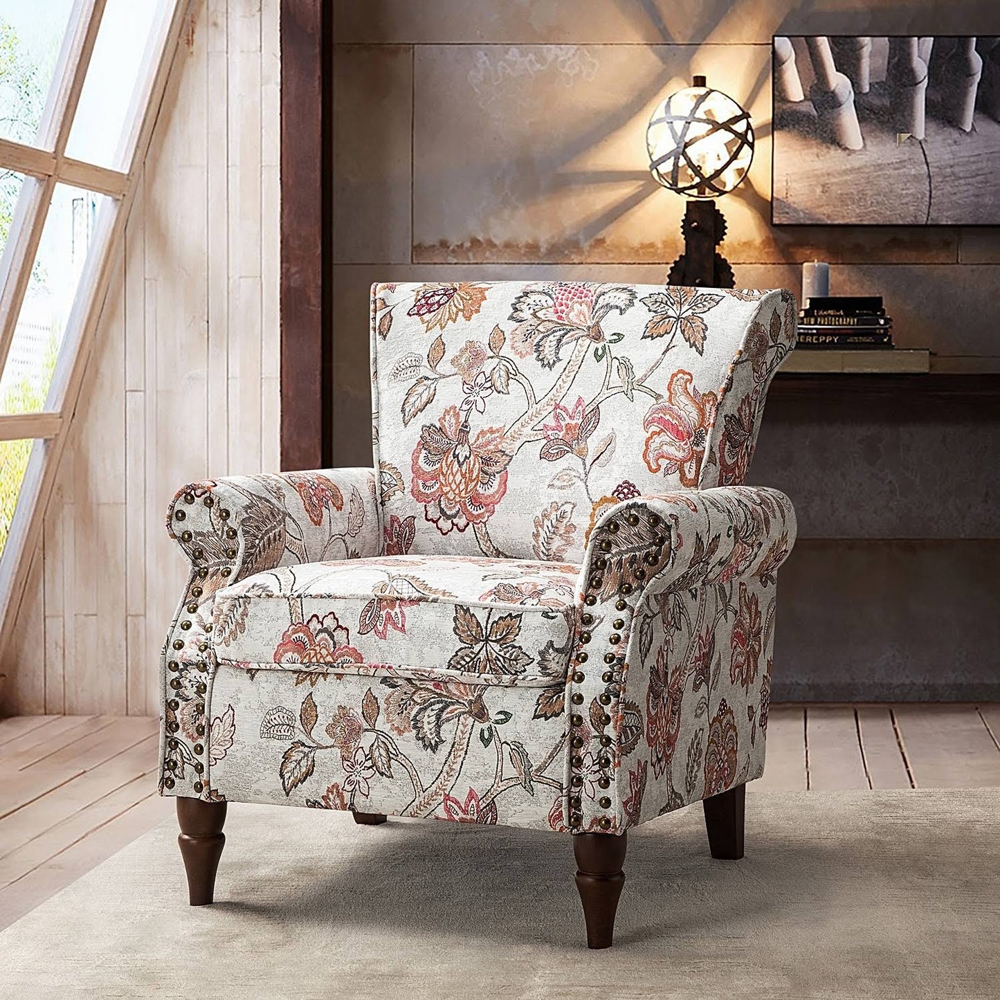 Home Nyctelius Nailhead Trim Traditional Accent Armchair With Rolled Arms By Yellow Floral, Size: 30