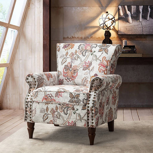 Home Nyctelius Nailhead Trim Traditional Accent Armchair With Rolled Arms By Yellow Floral, Size: 30