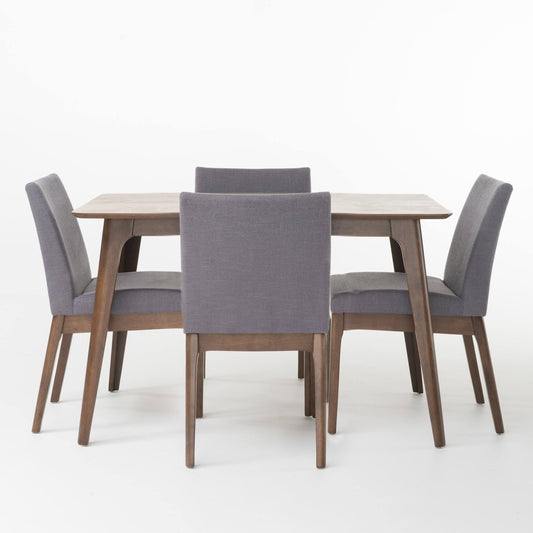 House Prazen Mid-Century Modern 5 Piece Dining Set, Dark Gray And Walnut