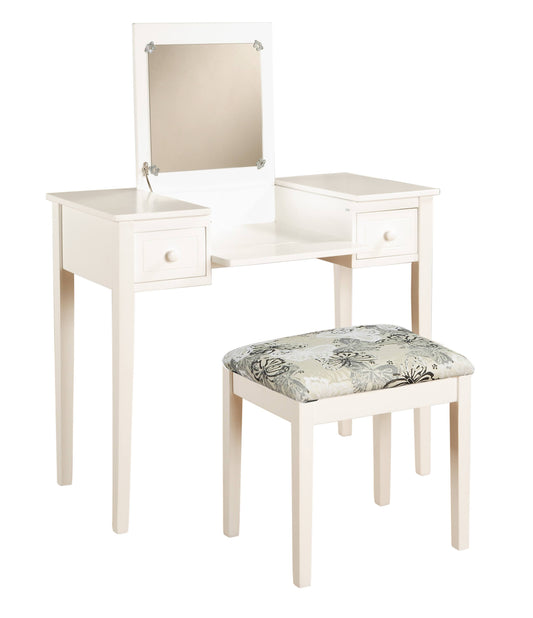 Home Decor Vanity Set With Butterfly Bench, White