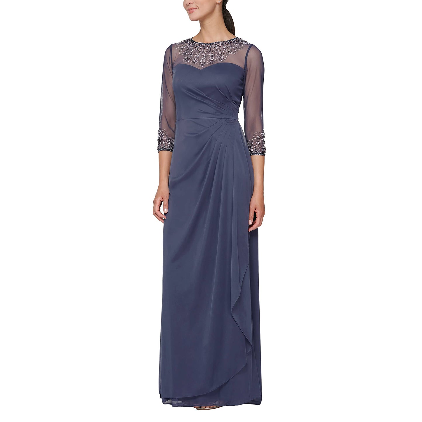 Illusion Embellished A-Line Gown - Purple 14