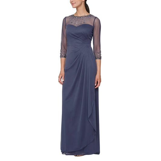 Illusion Embellished A-Line Gown - Purple 14