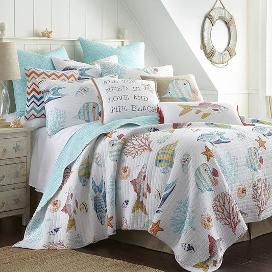 Home Barrier Reef King Quilt Set - Aqua