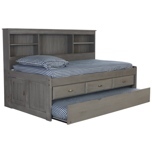Home And Office Furniture Model 83222-3-Kd Solid Pine Twin Daybed With Three Drawers And Twin Trundle In Charcoal Gray