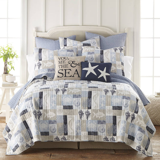 Home Cerralvo Full/Queen Quilt Set, Blue, Cotton