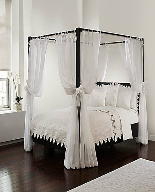 Home Top Ties And Tie Backs, Grey Sheer, Sizes By Royale Linens Bed Canopy Set, Regular