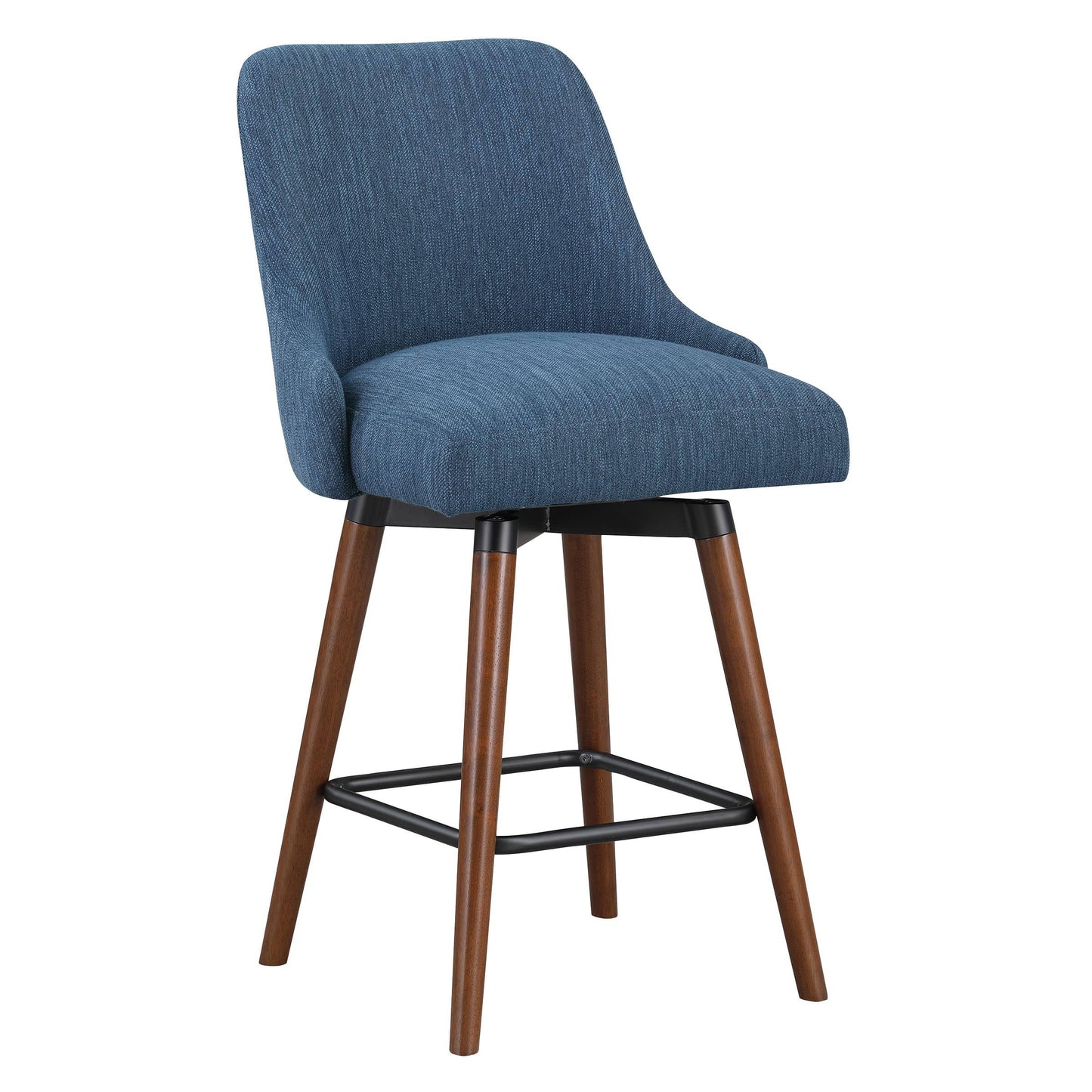 Home Furnishings Bagford 26" Swivel Counter Stool With Medium Espresso Legs In Navy Fabric