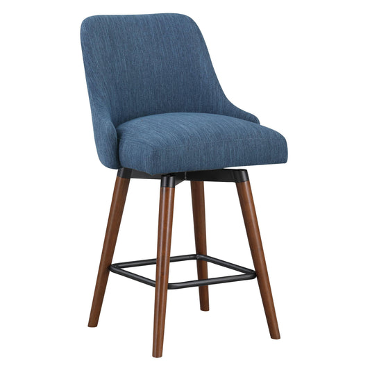 Home Furnishings Bagford 26" Swivel Counter Stool With Medium Espresso Legs In Navy Fabric