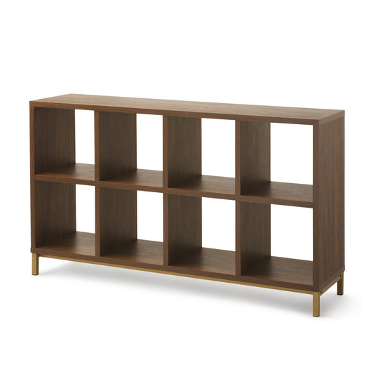 Homes & Gardens 8-Cube Organizer With Metal Base, Vintage Walnut, Size: 57.6 Inch X 15.35 Inch X 33.19 Inch
