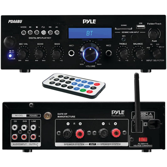 Home Pda6bu 200-Watt Bluetooth Stereo Amp Receiver With Usb & Sd Card Readers