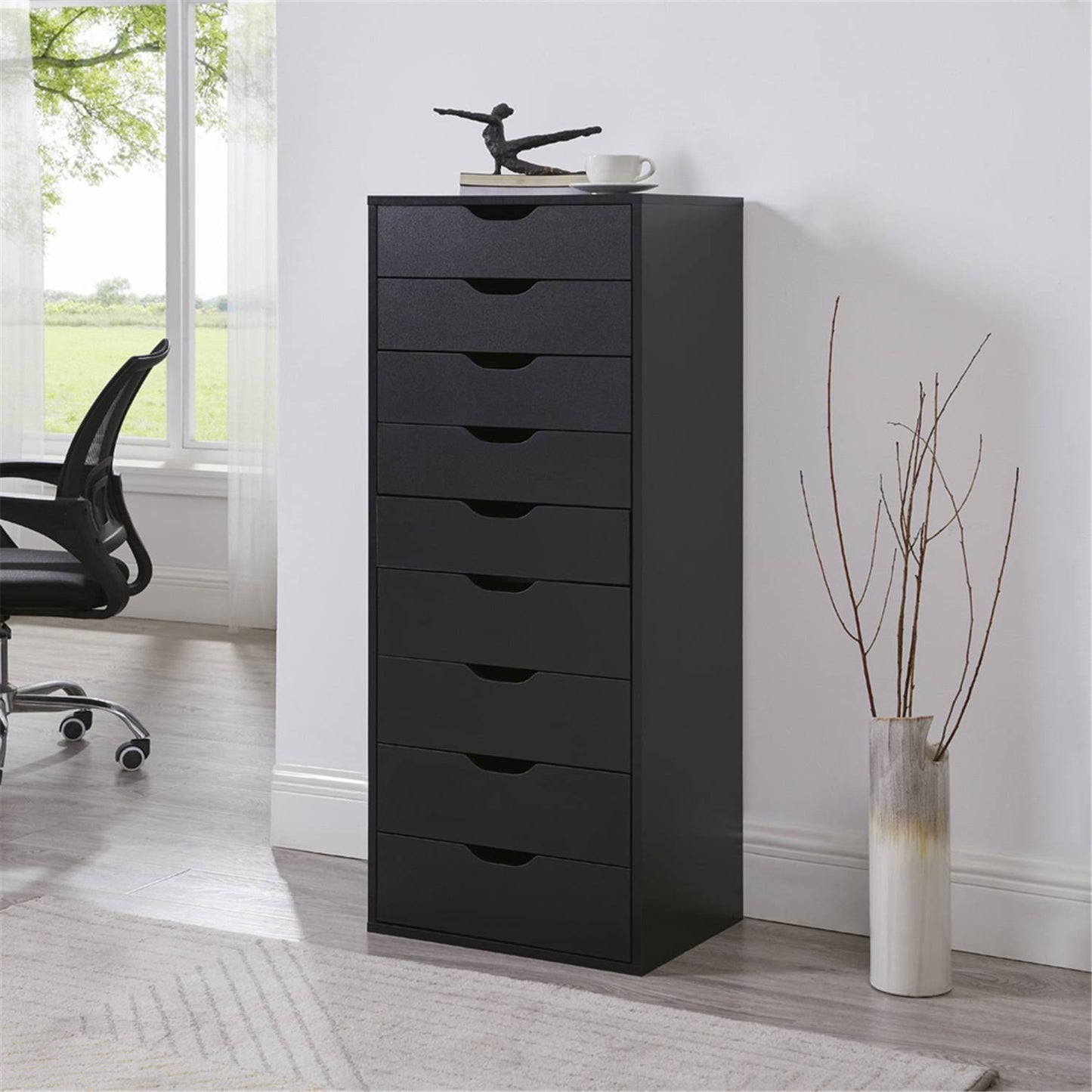 Home 9-Drawer Office Storage Cabinet - Color: Black, Size: 9 Drawer, Size: 9 Drawer/Black