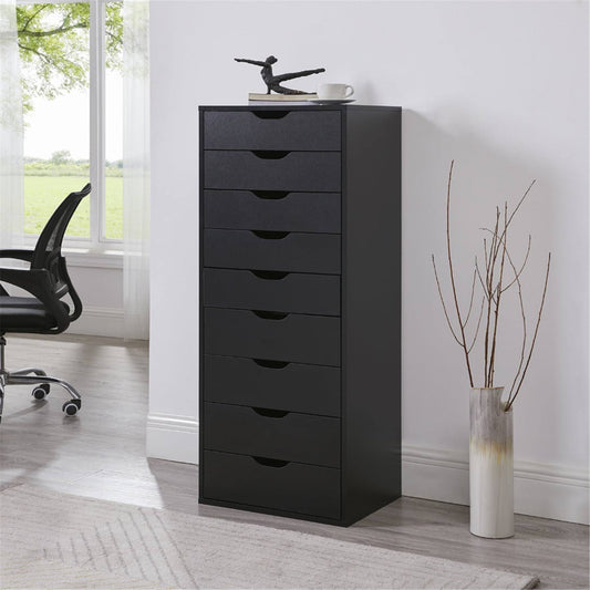 Home 9-Drawer Office Storage Cabinet - Color: Black, Size: 9 Drawer, Size: 9 Drawer/Black