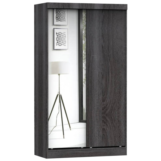 Home Products Mirror Wood Double Sliding Door Wardrobe Tobacco