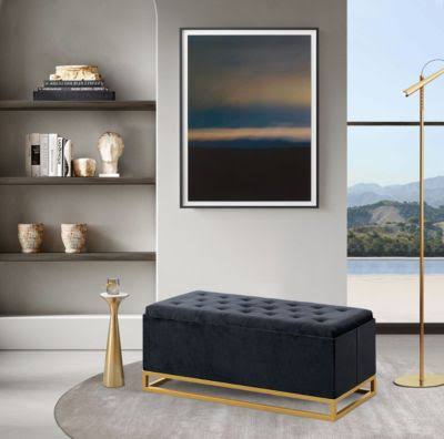 Home Kadiri Storage Bench In Black | Velvet