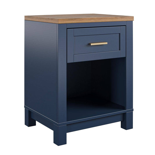 Home Armada Nightstand In Navy With Walnut Top