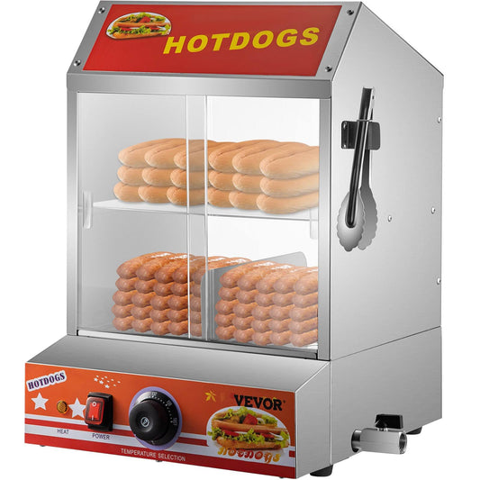 Hot Dog Steamer 2-Tier Hut Steamer For 175 Hot Dogs & 40 Buns Stainless Steel Hot Dog Steamer With Bun Warmer Spbwrgrgg-001yxnfv1