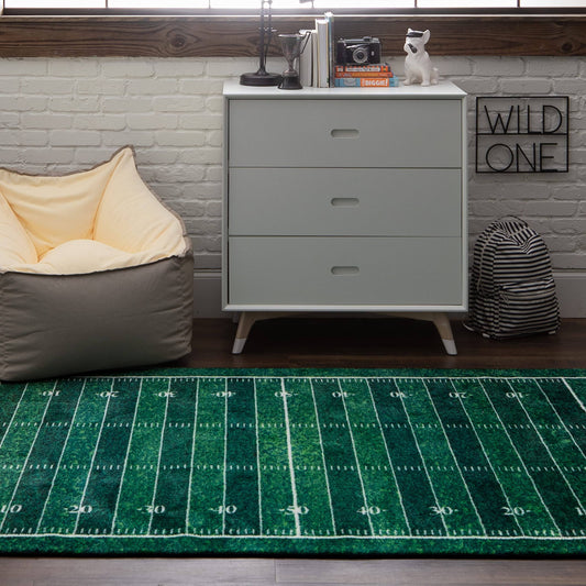 Home Prismatic Football Yards Rug Green 2.5x5 Ft