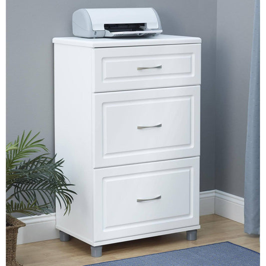 Home System Build Kendall 3-Drawer Storage Cabinet, White