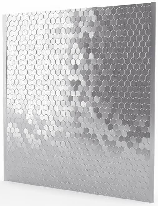 Hexagonia Ii Peel And Stick Rangebacksplash, Stainless Steel