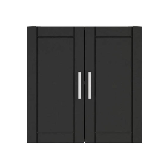 Home Wood 2-Shelf Wall Mounted Garage Cabinet In White (24 In W X 24 In H X 12 In D), Black Hd66899
