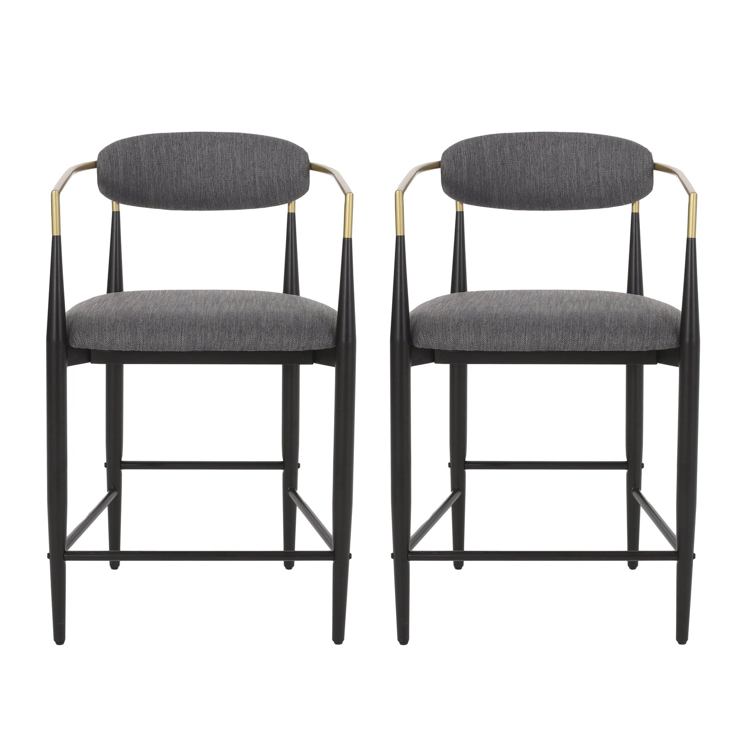 House Elmore Modern Fabric Upholstered Iron 25 Inch Counter Stools (Set Of 2)