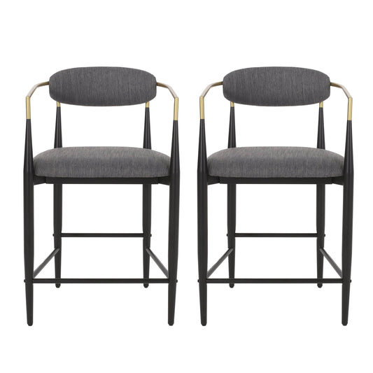 House Elmore Modern Fabric Upholstered Iron 25 Inch Counter Stools (Set Of 2)